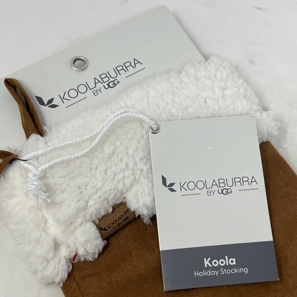Koolaburra By UGG Christmas Stocking 12" x 21" Chestnut White Faux Fur Holiday - Picture 2 of 4